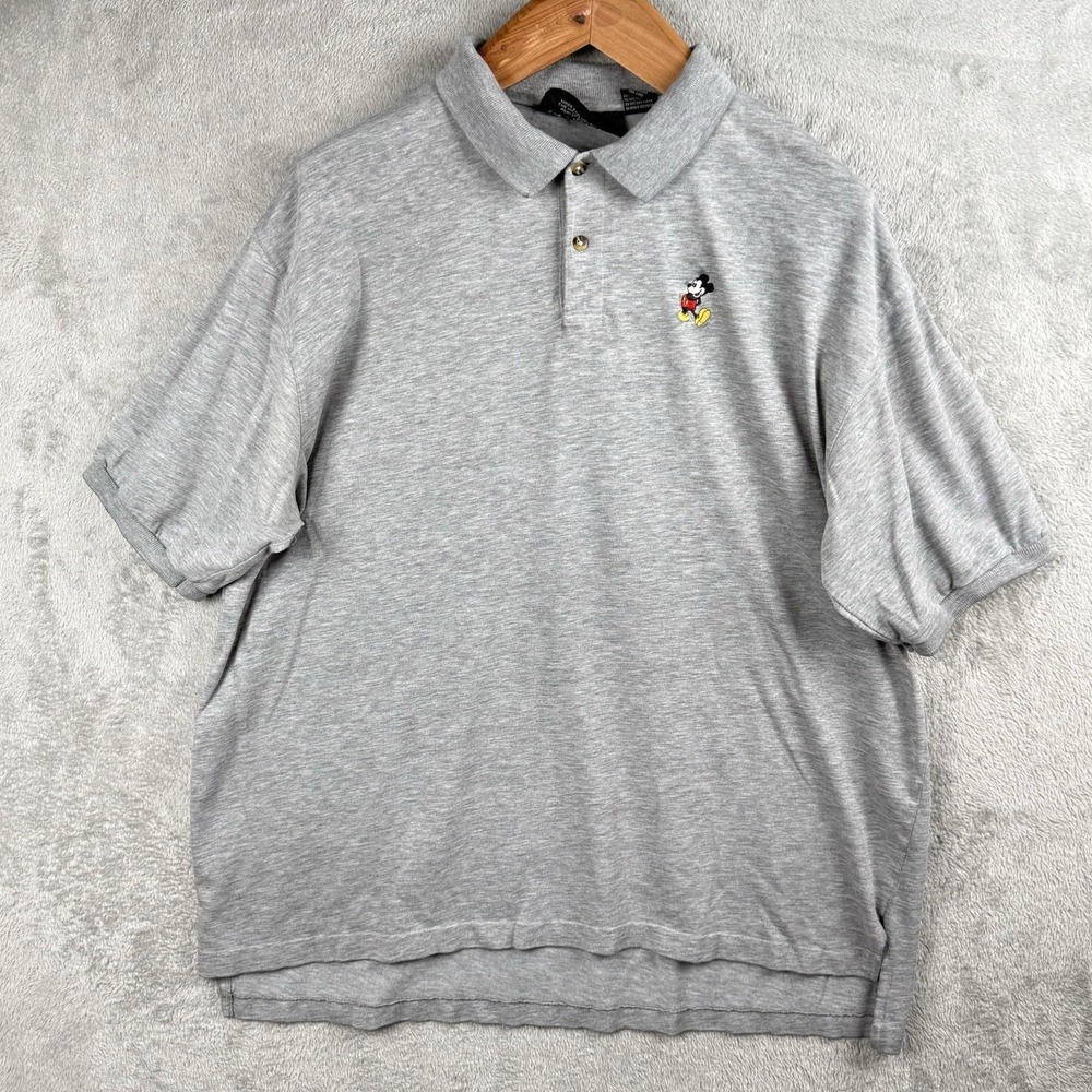 Walt Disney World Polo Shirt Mens 2XL Gray S/S Embroidered Mickey Logo Originals